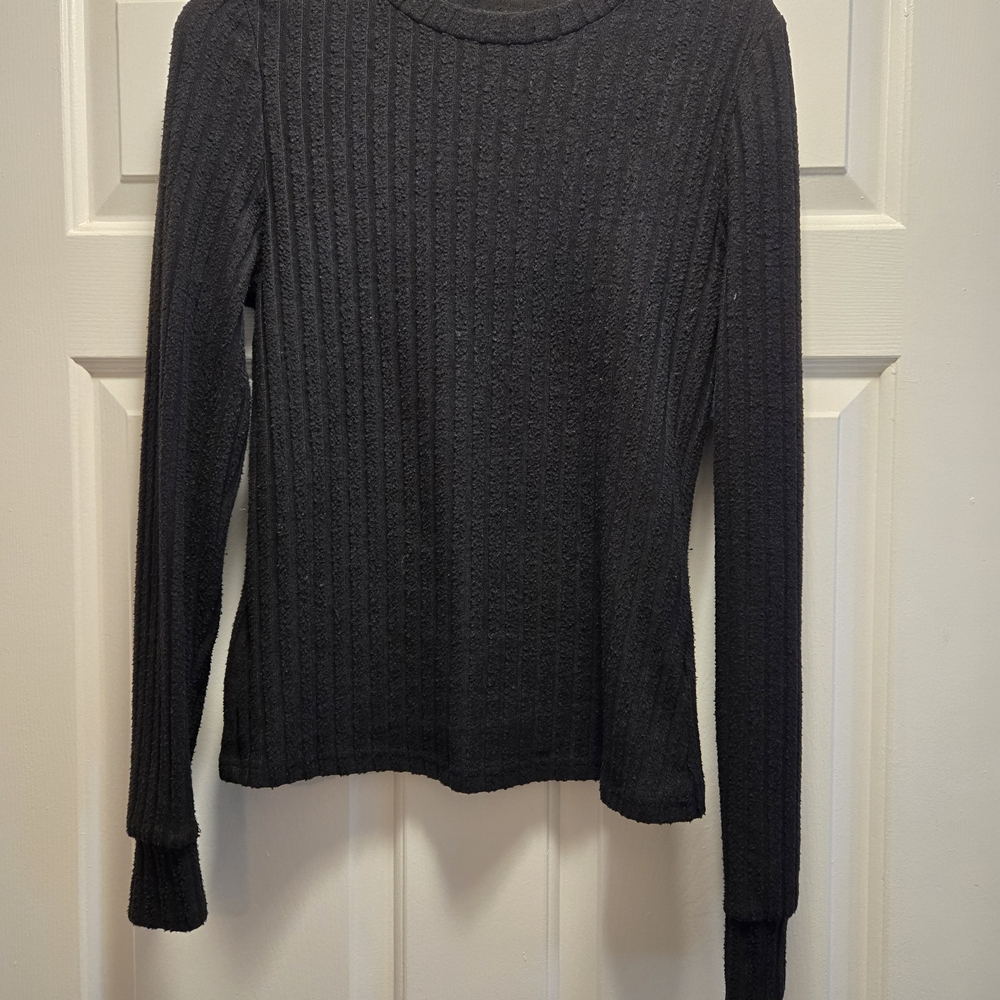 SHEIN Black Ribbed Long Sleeve Tee